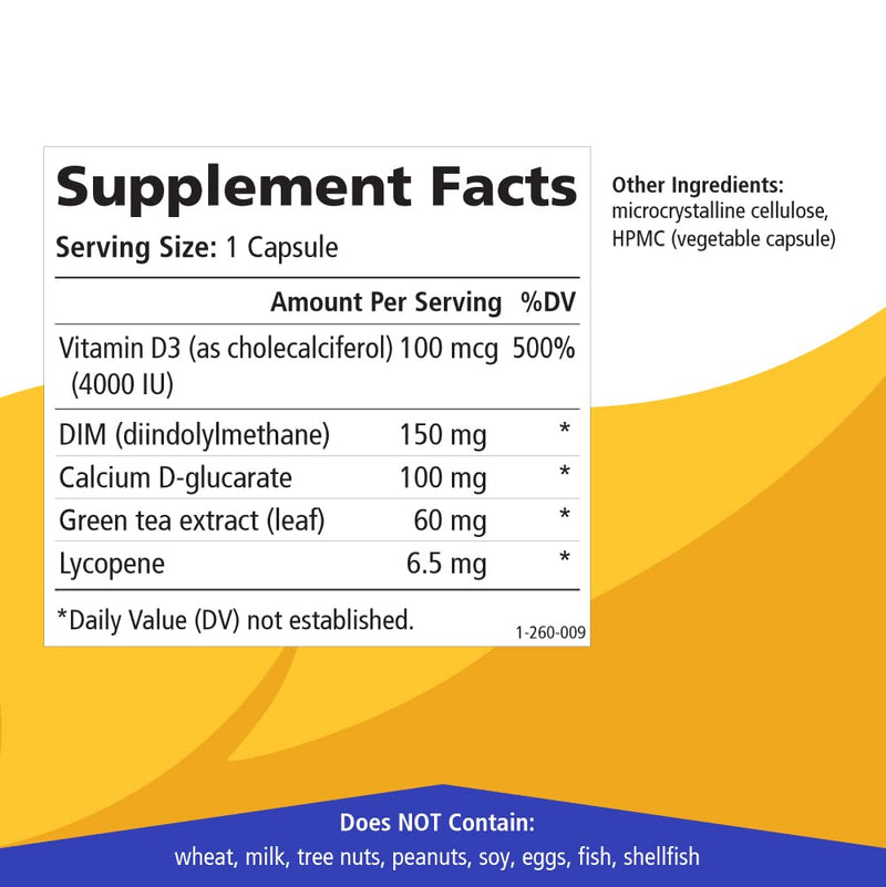 Breast D by Pure Essence - Natural Supplement for Estrogen Balance, Hormonal Acne, and Menopause Support with Vitamin D3, Calcium, Green Tea & Lycopene - 90 Capsules 1 Count (Pack of 90)