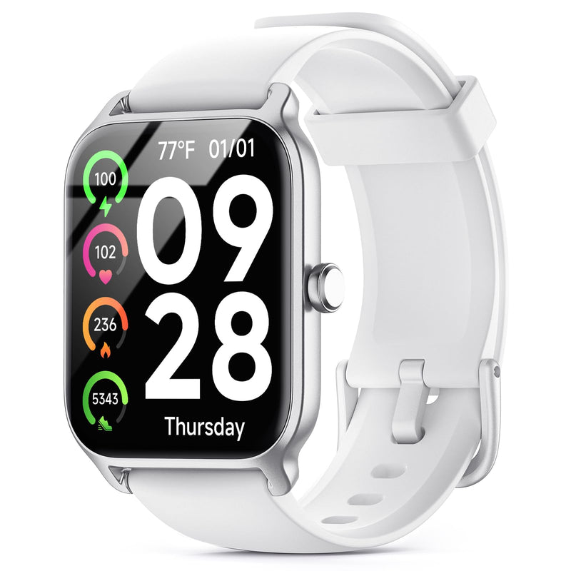 Smart Watches for Women Men, 2026 Smartwatch 1.85''Alexa Fitness Tracker Smart Watch Compatible for Android iPhone with Bluetooth Call (Answer/Make), 3ATM Waterproof Heart Rate/Sleep/SpO2 Monitor 120+ White - BeesActive Australia