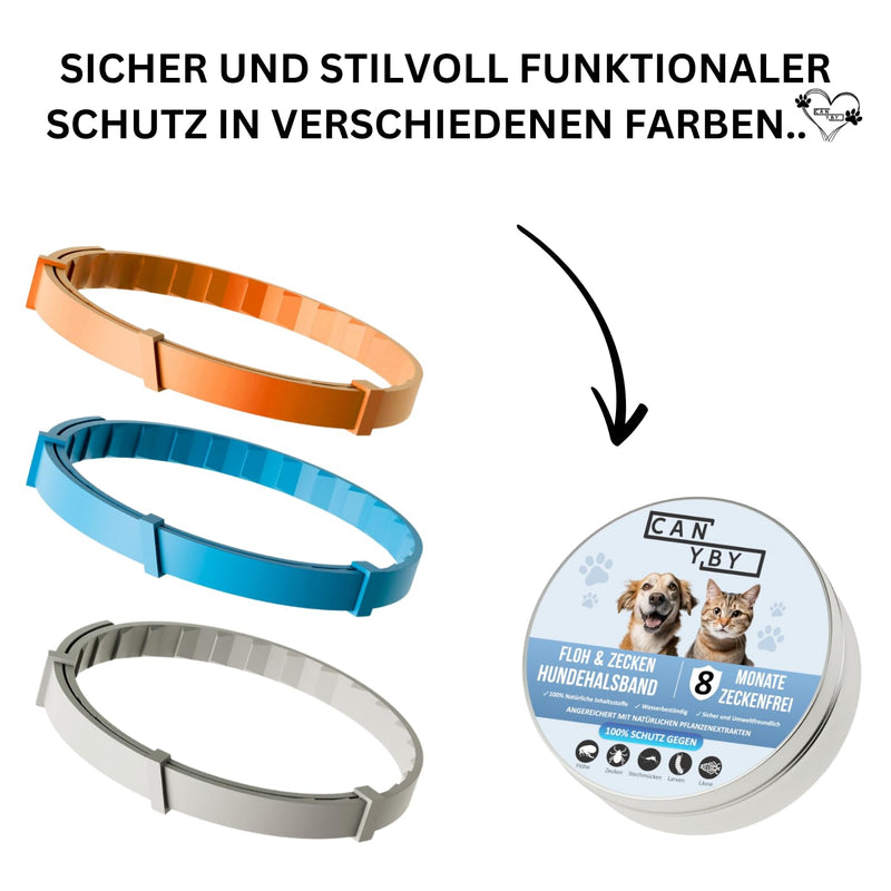 CANYBY Tick Collar for Dogs - Natural Tick & Flea Protection, Waterproof & Effective Protection for up to 8 Months with 100% Natural Ingredients (Orange, 62cm) Orange - BeesActive Australia