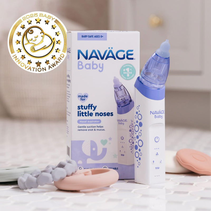 Navage Baby Nasal Aspirator - Gentle, Pediatrician Endorsed Nasal Aspirator for Baby Congestion & Stuffy Noses - Baby Nose Sucker w/ Lights, Lullabies & BPA Free Silicone Tips - BeesActive Australia
