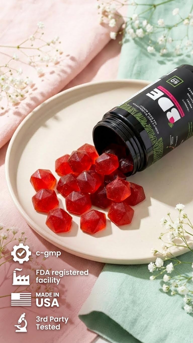 BDE Wildcrafted Sea Moss Gummy Maca Root, Beets, Lions Mane Mushroom, Vitamin D + E - Vegan Collagen, Zinc, Immunity & Detox, Gut Health - 60 Count 60 Count (Pack of 1)