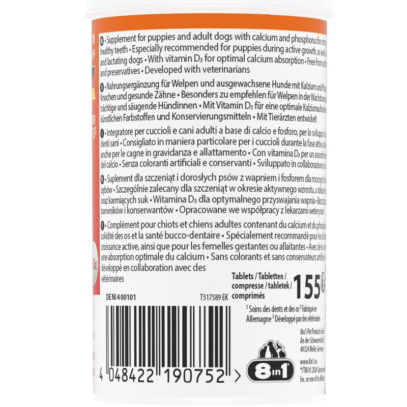 Calcium and Phosphorus Dog Nutritional Supplement - Teeth and Bone Care - 155 tablets - for strong bones and teeth, suitable for growing puppy (Pack of 2) Pack of 2