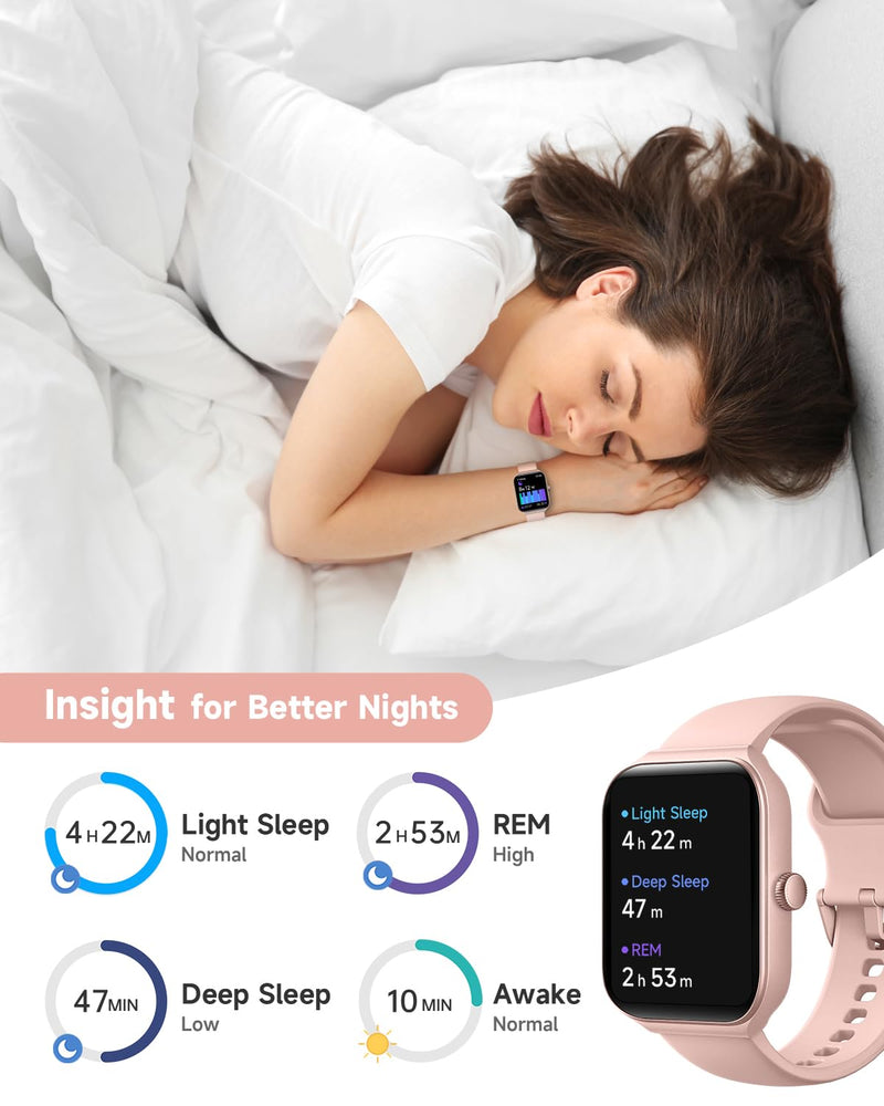 TOOBUR Smart Watch for Women Alexa Built-in, 1.95" Fitness Tracker with Answer/Make Calls, IP68 Waterproof/Heart Rate/Sleep Tracker/100 Sport Modes, Fitness Watch Compatible Android iOS fits 145mm-190mm wrists Pink - BeesActive Australia