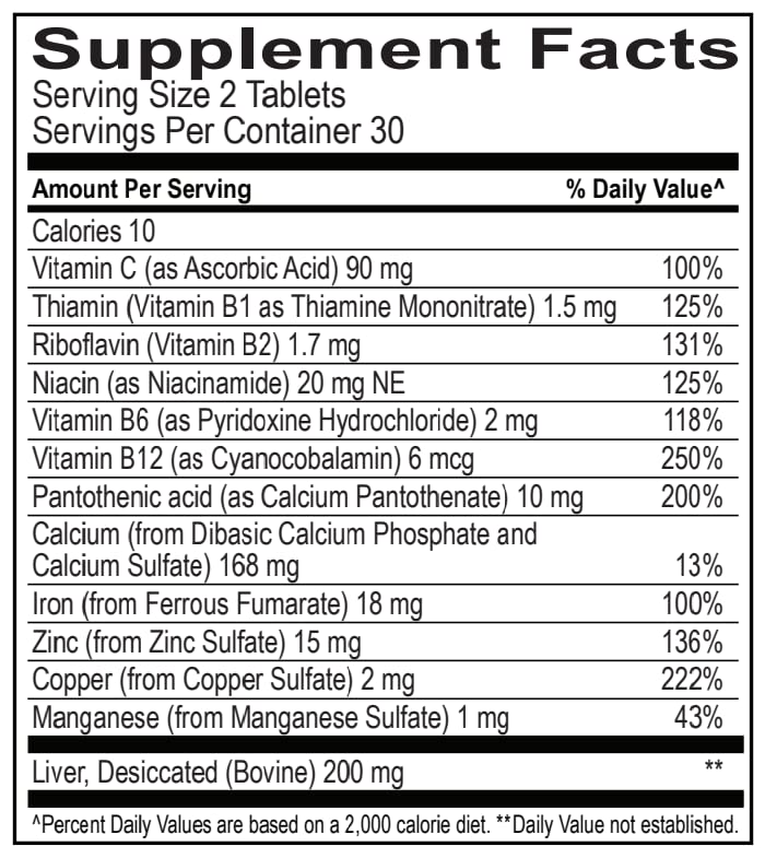 Globulo Rojo Iron Supplement - Dietary Supplement Pills with High Potency Iron & B Vitamins, 60 Tablets 60 Count (Pack of 1)
