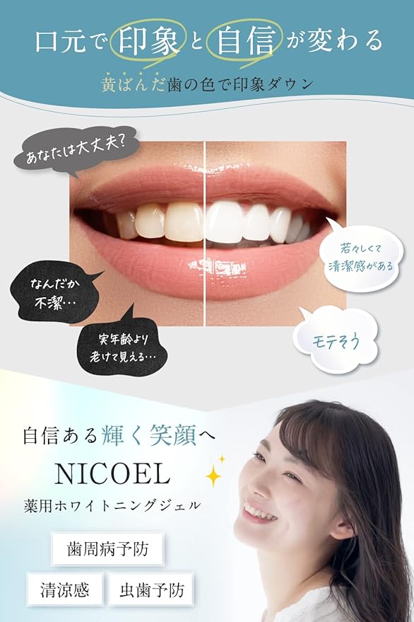 NICOEL Whitening Toothpaste Gel, Periodontal Disease, Yellowing, Bad Breath Care, Quasi-Drug, 1.1 oz (30 g) - BeesActive Australia