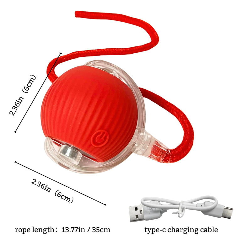 Interactive Rolling Cat Ball, 2025 New Electric Rolling Ball Cat Toy, Interactive Cat Dog Toys Ball,360° Smart Automatic Rolling Pet Ball, Fast Rolling Toy for Dog and Cat Red - BeesActive Australia