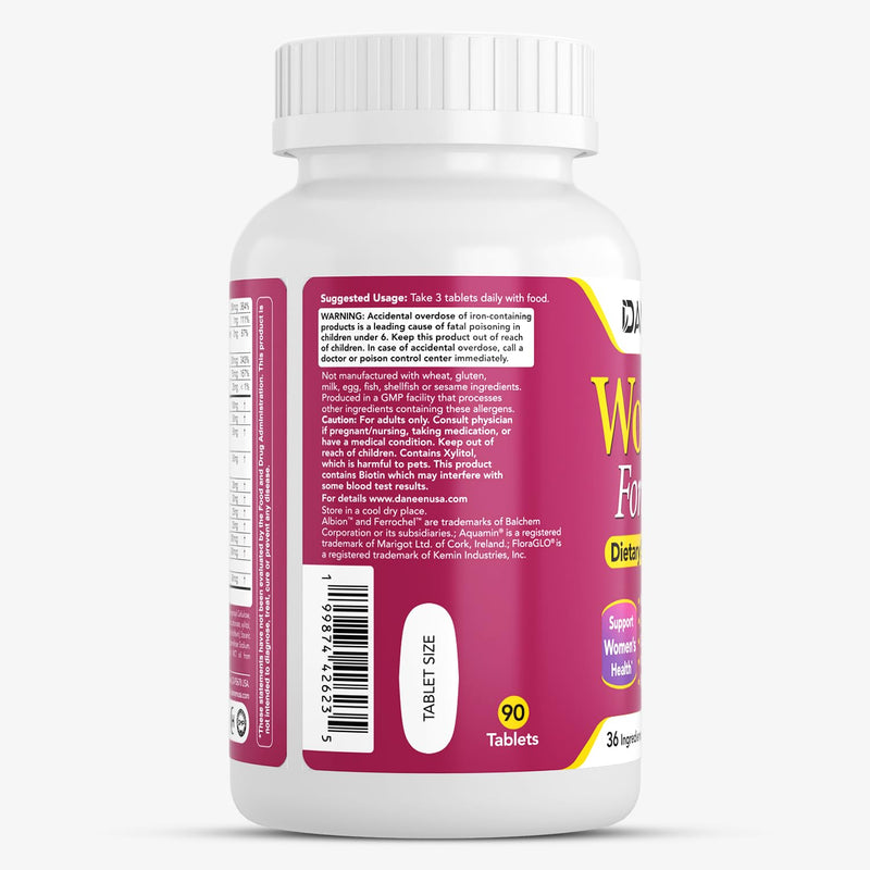 Multivitamin for Women with Iron, Biotin & Zinc, 90 Tablets | 36 essential vitamins with B Complex, CoQ10 & Cranberry to support hair, skin & nails, daily energy and immune function.*