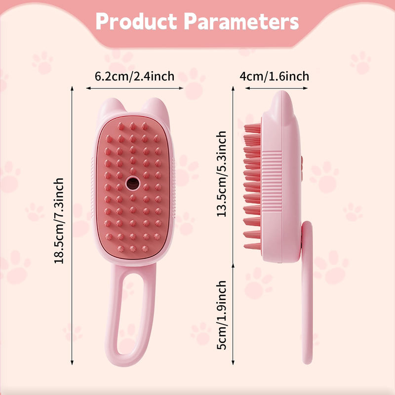 Cat Steam Brush for Shedding, 3 in 1 Pet Steam Brush Comb hair, Bath and Massage, Silicone Anti-Static Steamy Dog Brush, Pet Grooming Brush, Dry and Wet Dual-Use Cleaning Brush for Cats And Dogs(Pink) Pink - BeesActive Australia