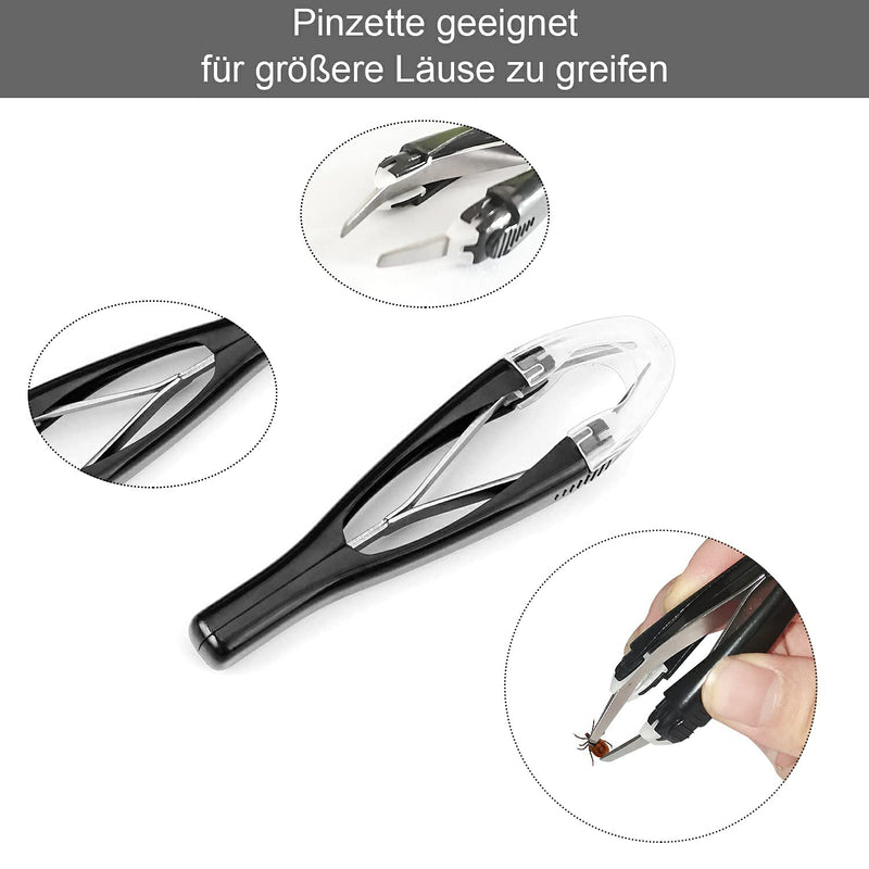 MEISO 4 pieces stainless steel tick remover set, black tick tweezers, tick hook for humans, dogs, cats (with storage box) - BeesActive Australia