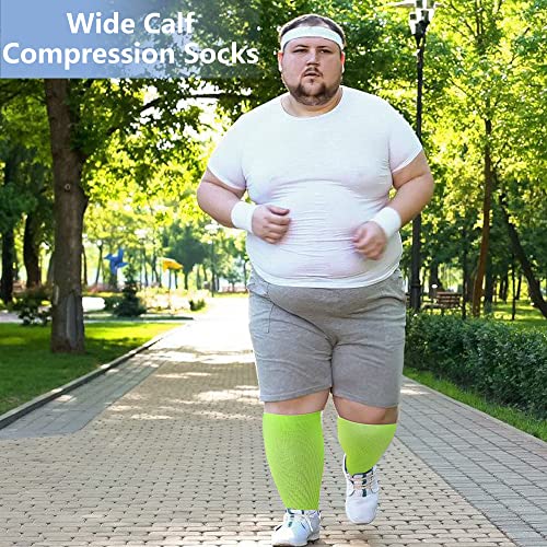 LEVSOX Plus Size Compression Socks Wide Calf Men&Women 20-30 mmhg Knee High Support Socks for Medical, Nurse, Diabetic 3 Pair-black X-Large
