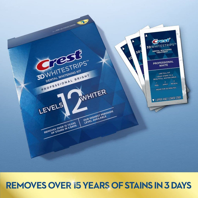 Crest 3D Whitestrips Professional Bright Levels 12 Teeth Whitening Kit, 18 Treatments, 1, 36.0 Count 36 Count (Pack of 1) - BeesActive Australia