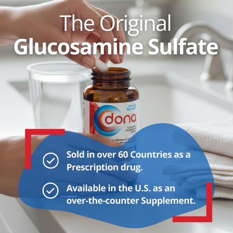 Dona Crystalline Glucosamine Sulfate, 1500 Mg, Joint Supplement Pills for Knee Comfort & Joint Health Support, 1500 Mg, 60 Count
