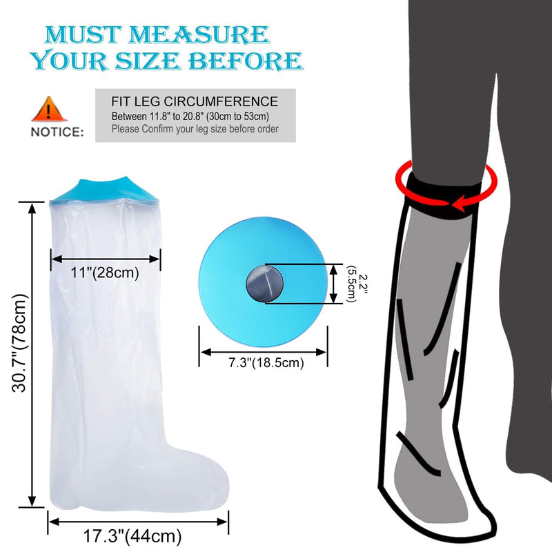 Asunby Cast Covers for Shower Leg Adult Waterproof full Leg Protector Shower Bandage Wound Showering for Broken Leg Knee Foot Ankle Wound Burns Care Supplies, After Surgery Gifts,Reusable Long Leg-Adult - BeesActive Australia
