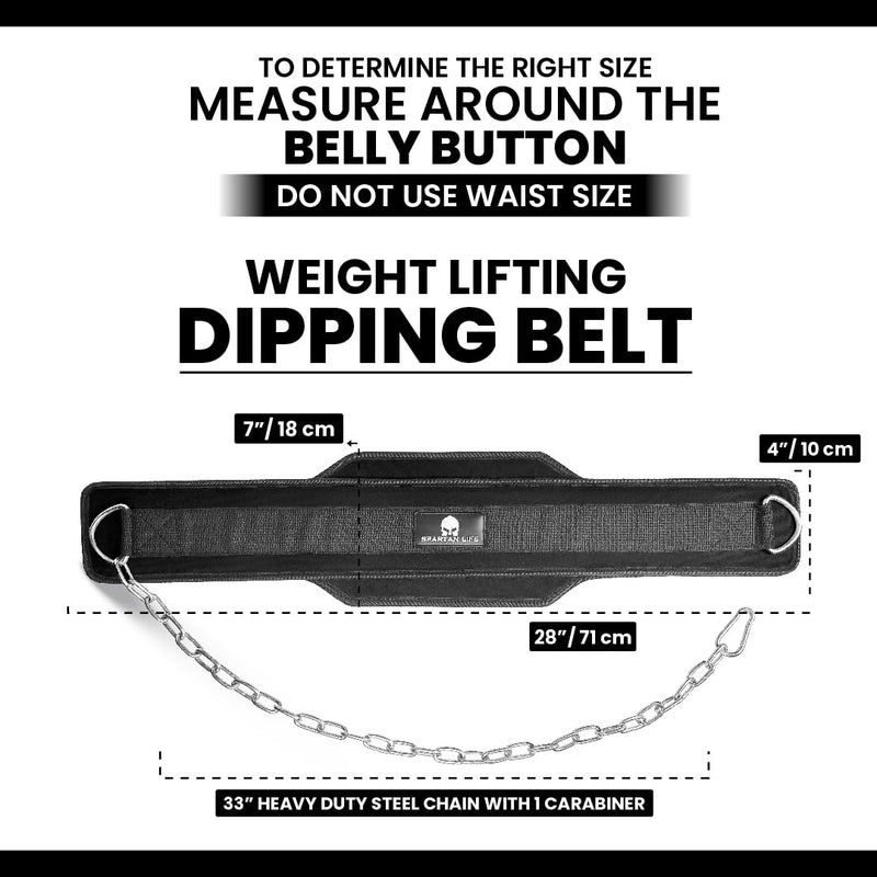 Dip Belt for Weightlifting, Weighted Belt with Chain for Pullup, Gym Lifting Belt for Powerlifting, Squat, Bodybuilding, Heavy Duty Steel, Workout Belt with Comfortable Neoprene Support Black