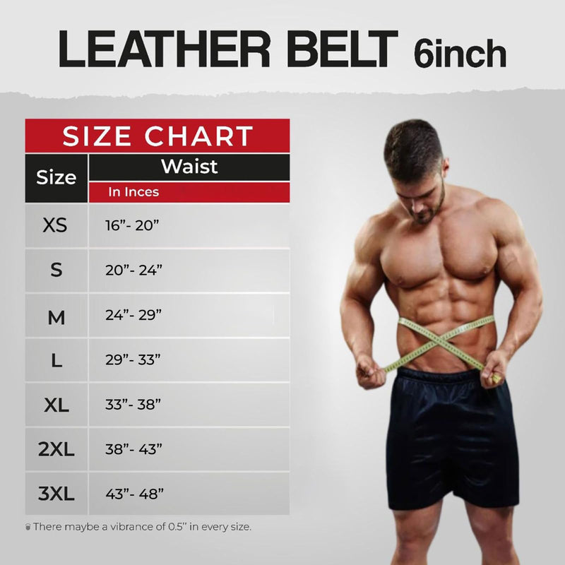 Leather Weightlifting Belt for Men & Women – 4" & 6" Width – Heavy Duty Gym Belt for Powerlifting, Bodybuilding, CrossFit – Adjustable Support for Back & Core – Ideal for Squats & Deadlifts Black 6 Inch X-Large