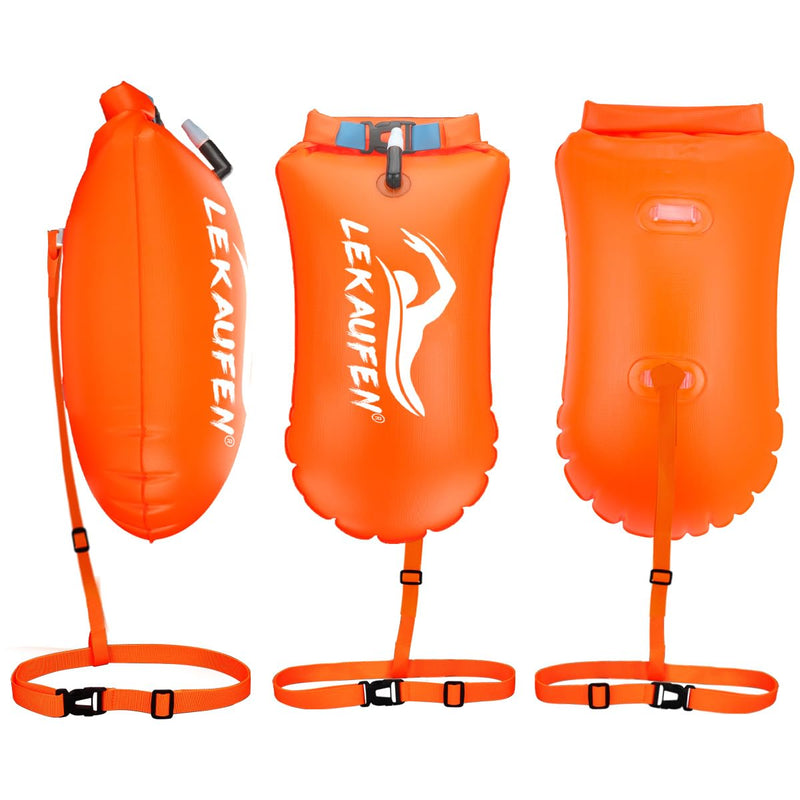Swim Buoy for Open Water 2 Pack, 20L Swim Safety Float Waterproof Dry Bag for Swimmers Triathletes Kayakers Snorkelers, Swimming Pull Buoy for Safer Swim Training (Yellow & Orange) Yellow - BeesActive Australia