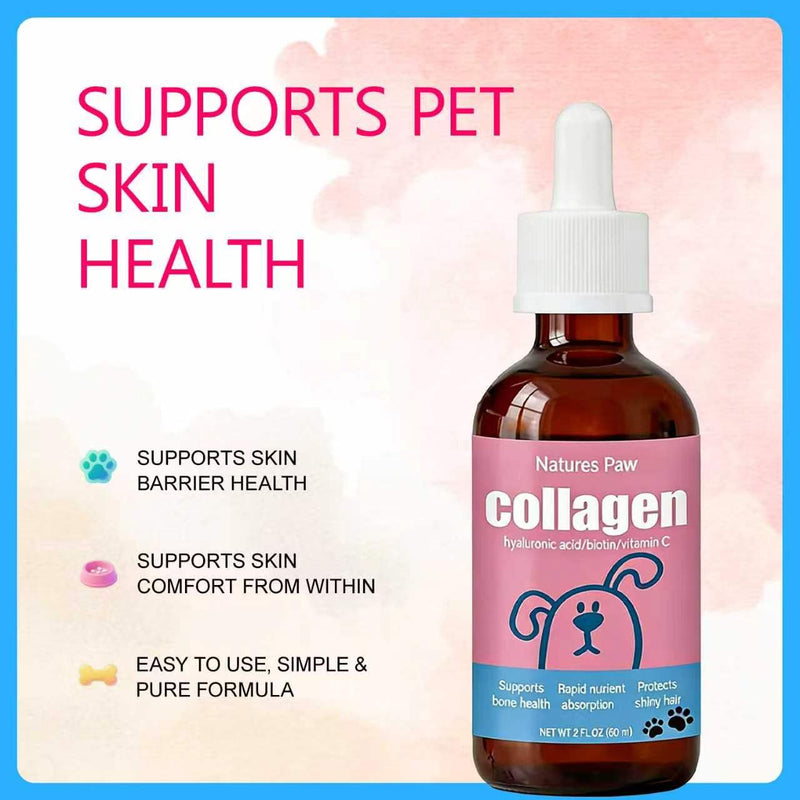 Natures Paw Liquid Collagen for Dogs, Biotin, Hyaluronic Acid & Vitamin C, Hip and Joint Support, Healthy Skin & Coat – 60ml