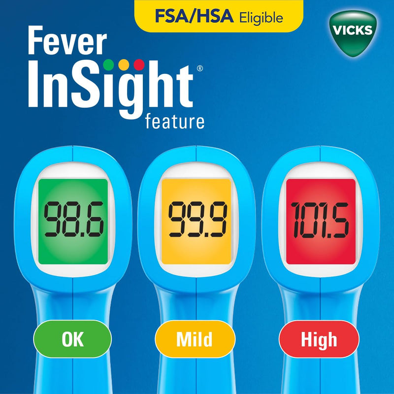 Vicks Non-Contact Infrared Thermometer for Forehead, Food and Bath – Fast, Reliable, and Clinically Proven Accuracy for Adults, Babies, Toddlers and Kids 1 Count (Pack of 1)