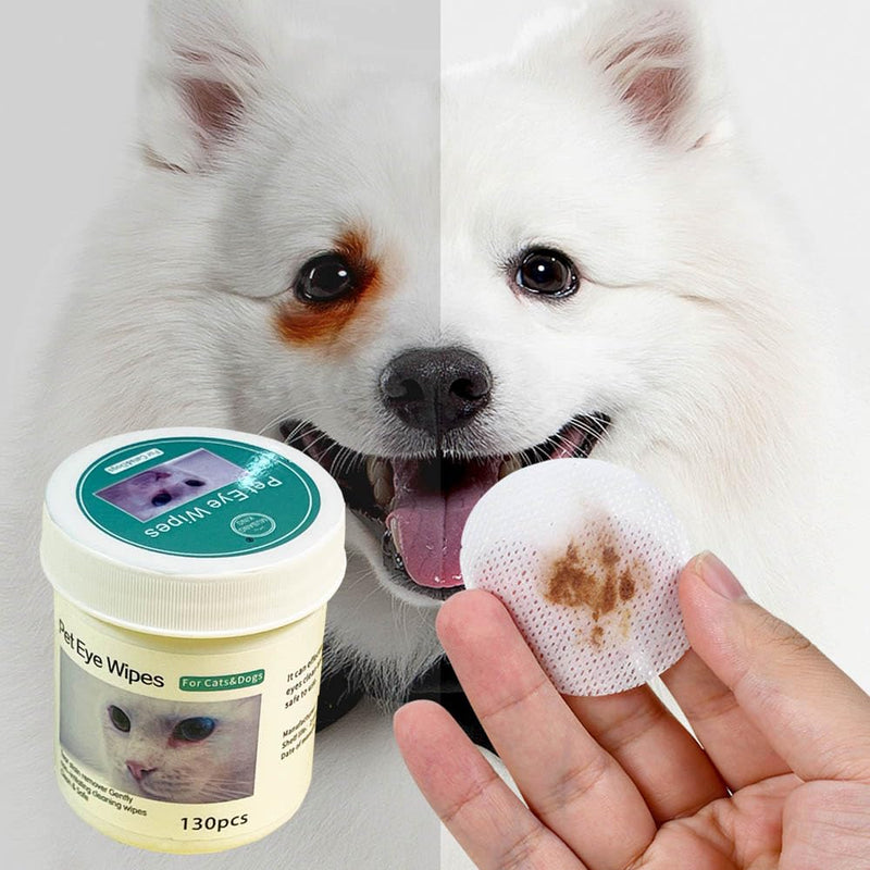 Ear and Eye Cleaning Pads for Dogs and Cats, Dental Care Finger Pads, Teeth Cleaning Wipes, Pack of 130