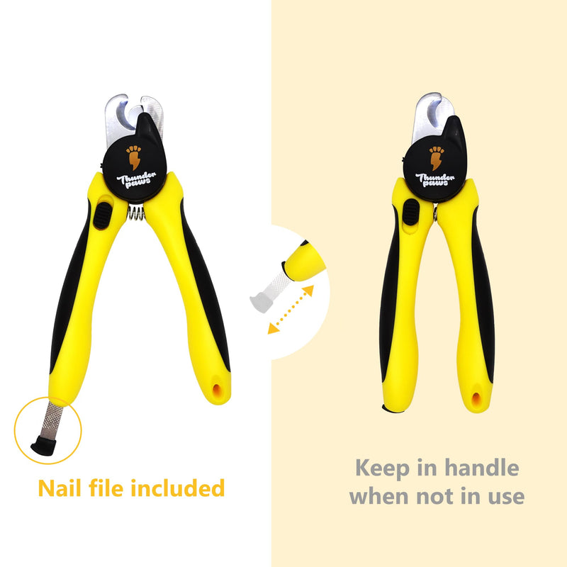 LED Dog Nail Clippers with Light, Trimmers with Protective Guard, Quick Sensor, Safety Lock and Nail File - Suitable for Large and Small Dogs & Cats (Yellow, LED) Medium-Large (LED) Yellow - BeesActive Australia