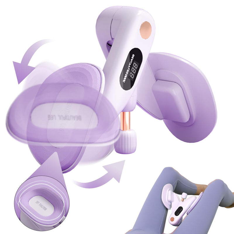 Thigh Hip Trainer for Beginner, Thigh Trainer, Pelvic Floor Strengthener with Built-in Smart Counter, Postpartum Rehabilitation Equipment, Portable Home Gym for Adduction Training Purple