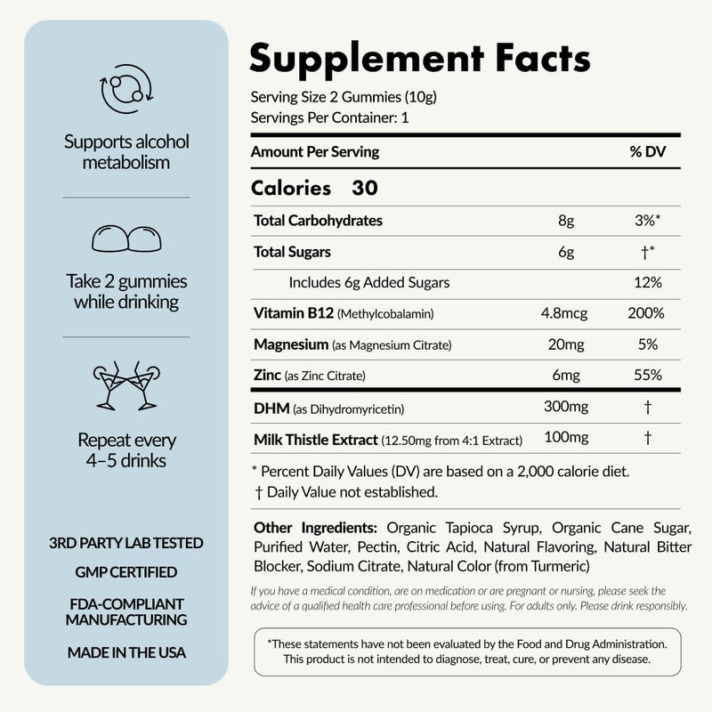 Undo Gummies® Pre-Alcohol Gummies (5 Servings) Tropical Flavor | Before/While Drinking - DHM, Milk Thistle, Magnesium, & Zinc - Electrolytes & Vitamin B12 - Gluten Free & Vegan - Made in USA 5