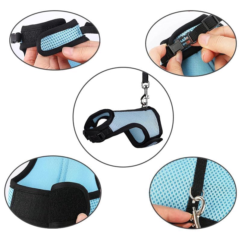 MANON ROSA Rabbit Harness and Leash Set - Adjustable Escape-Proof Training and Walking Gear for Guinea Pigs Bunnies Chinchillas Hamsters Ferrets Rats Kittens and Small Dogs Puppies Cats (Black,L) Black L - BeesActive Australia