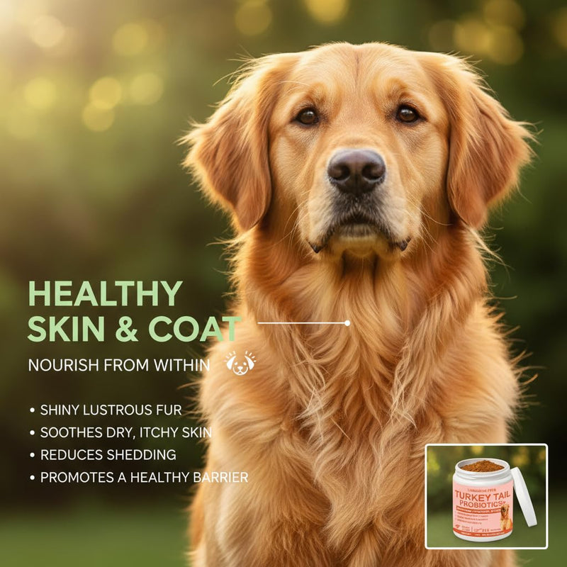 Lumiqour Turkey Tail for Dogs – Turkey Tail Mushroom for Dogs, Mushroom Supplement Powder, Support Your Mature Dog’s Immunity, Gut, Skin & Coat - 113 Scoops