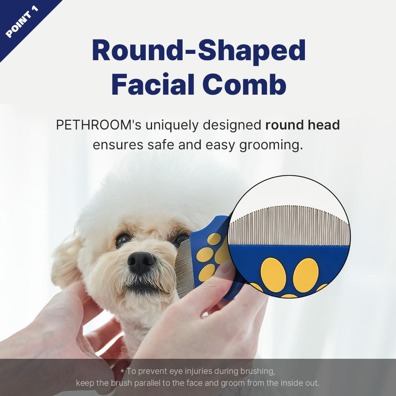 [PETHROOM] Easy Facial Comb | Pet Eye Booger Remover Comb for Cats and Dogs | Round Head Fine-Tooth Metal Comb for Tear Stains | Stainless Steel Cleaner and Grooming Tool | Dog eye comb - BeesActive Australia