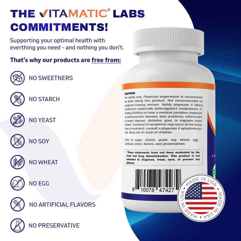 Vitamatic Niacin (Vitamin B3) 500mg, Sustained Release, 240 Tablets - Non-GMO & Gluten Free (Pack of 2) 240 Count (Pack of 2)