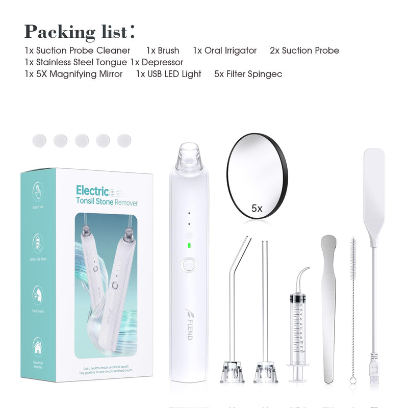 Tonsil Stone Remover Kit,3 Modes Electronic Tonsil Stone Remover Vacuum,Oral Irrigator for Best Tonsil Stone Remover LED Light,Tonsil Stone Mouthwash 5X Magnifying Mirror,Fight Bad Breath Tonsil Stone - BeesActive Australia