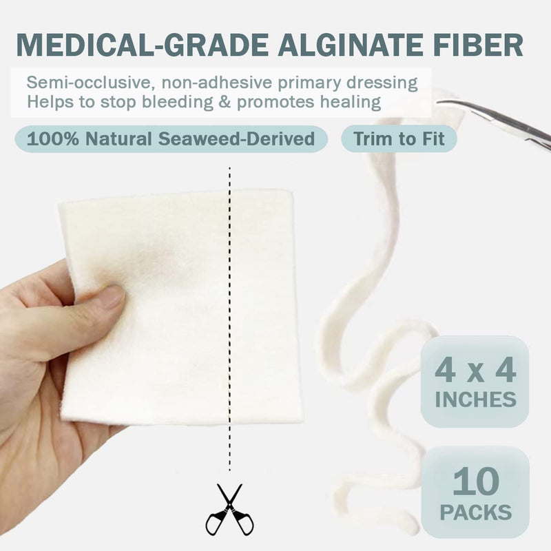 EVERLIT Calcium Alginate Wound Dressing | Gentle, Non-Stick Sterile Dressing Pad | Soft and Highly Absorbent Bandage with Soothing Gel Matrix (Pack of 20) Pack of 20