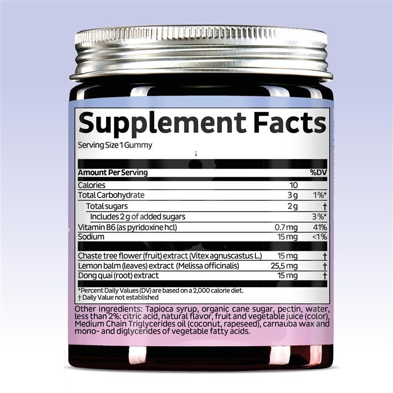 Bears with Benefits PMS Support Gummies with Vitamin B6 & Lemon Balm | With botanical extracts to support hormonal balance and help you feel more like yourself throughout your cycle. Strawberry 30 servings