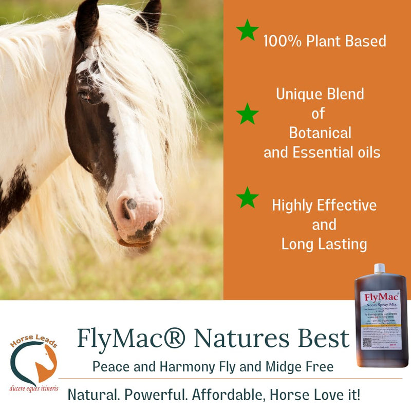 FlyMac Neem & Eucalyptus Horse Fly Spray Concentrate dilute to Make 5.5 litres with Citrepel and Peppermint Oil