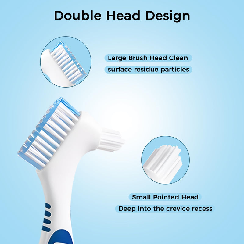 Denture Brush 5PCS Double Sided Denture Toothbrush with Protective Shell, Portable Denture Cleaning Brush for False Teeth, Multi-Layered Bristles & Ergonomic Rubber Handle for Denture Care - BeesActive Australia