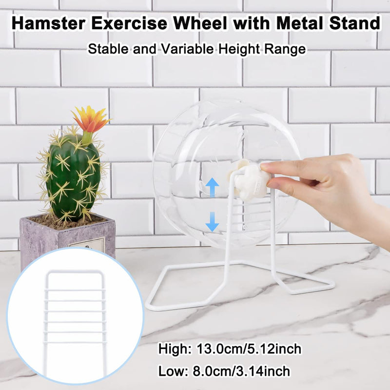 6.7inch Hamster Exercise Wheel, FHDUSRYO Transparent Hamster Running Wheel with Metal Stand, Silent Spinner Hamster Wheel, Pet Running Toy Cage Accessory for Small Animals, Mice Rat, Hedgehog - BeesActive Australia