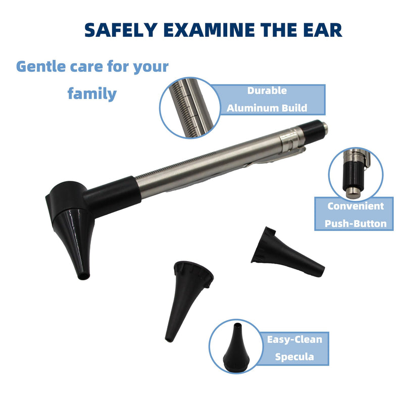 Stainless Steel Mini Diagnostic Otoscope with 3X Magnification, Bright LED Light, Clip and 3 Reusable and Easy-to-Clean Specula Sizes for Kids/Adults & Pet and 2 AAA Batteries - BeesActive Australia