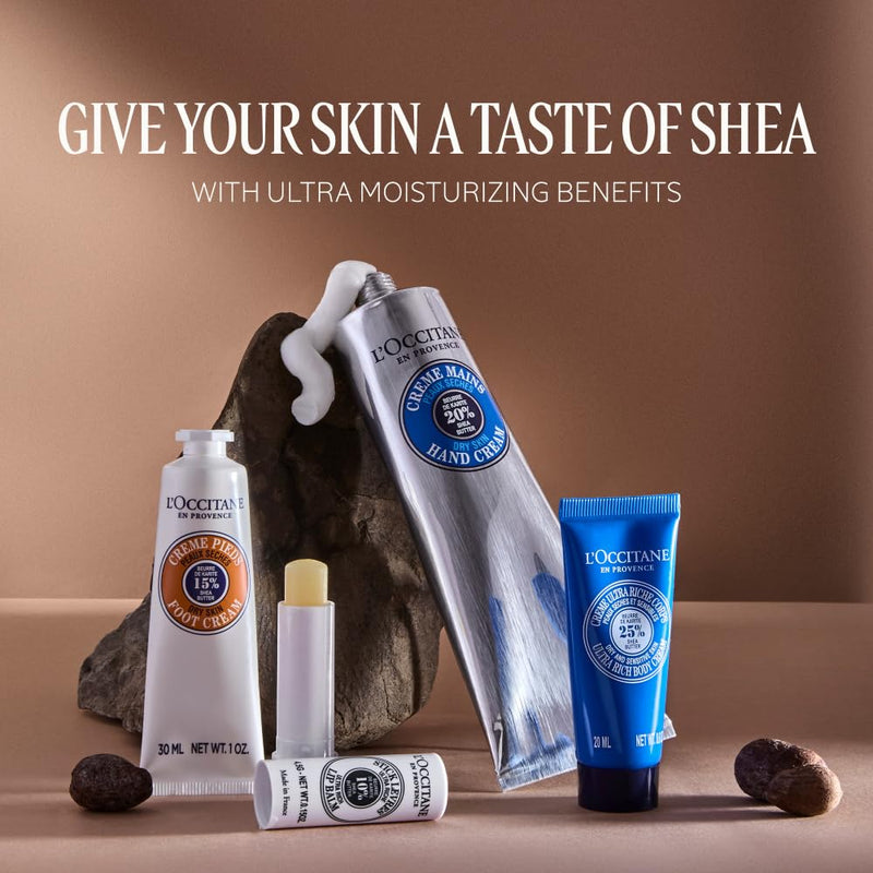 L'OCCITANE Shea All Day Body Skincare Gift Set, Ultra Rich Cream, Hand Lotion, Foot Balm, Nourishing Lip Care, Hydrate & Comfort Dry, Cracked Skin - BeesActive Australia