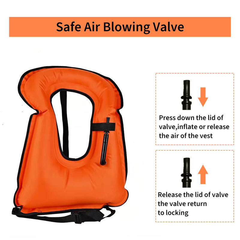 Swim Vest for Adults,Inflatable Buoyancy Vests-Portable Snorkel Vest for Diving Surfing Swimming Outdoor Water Sports 40-100kg Orange