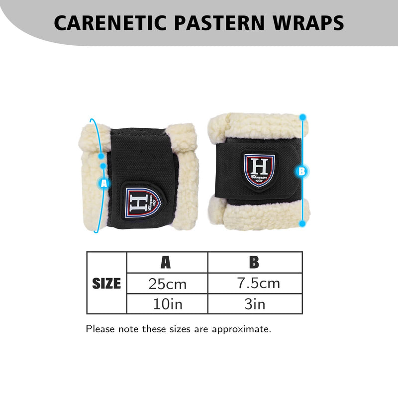 Harrison Howard Essential Premium Horse Pastern Wraps with Berber Fleece Lining Sold in Pairs Black - BeesActive Australia