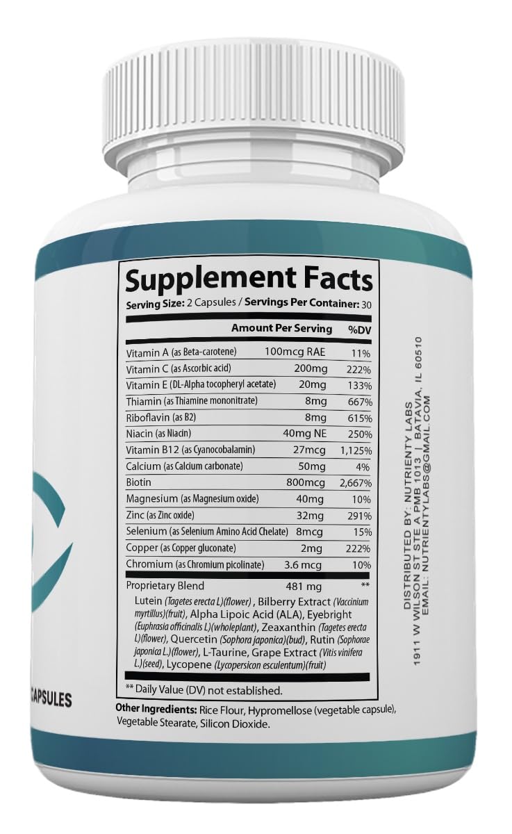 Zonata Vision Clear Eye Health Support Vitamins Pills, Vision Clear Supplement, 60 Capsules