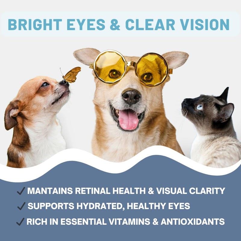 Dog Eye Supplement for Puppies, Dogs & Cats – Natural Eye Vitamins with Taurine, Goji Berry & Chrysanthemum – Supplement for Healthy Eyes – 90 Soft Chews