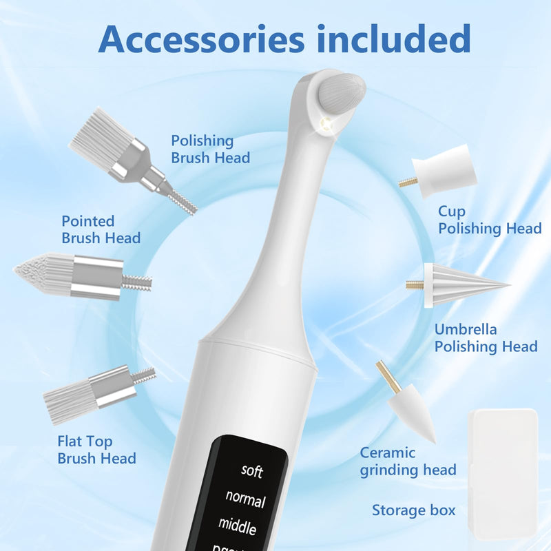 Teeth Polisher Kit: 6 Heads, 5 Speed Modes - for Teeth Cleaning Tools, Suitable for Daily Home Use,USB Rechargeable Teeth Whitening Kit with LED Light - BeesActive Australia