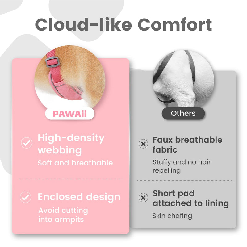 Pawaii Dog Harness for Medium Dogs No Pull, No Pull Dog Harness with Pet ID Tag, No Choke Front Clip Harness Dog, Adjustable Soft Padded Pet Vest with Easy Control Handle M (Chest: 22"-27" ) Mimi Pink - BeesActive Australia