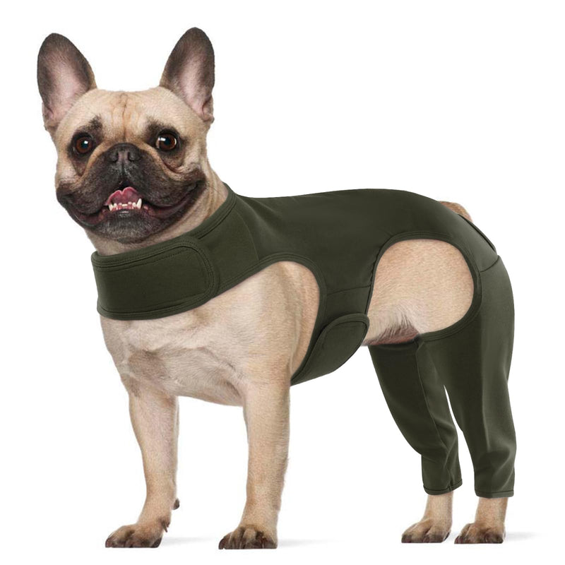 ROZKITCH Recovery Suit for Dogs Rear Legs, Pet Sleeve to Prevent Licking Wound Elbow Protector, Dog Recovery Suit Cone Collar Alternative for Sprain ACL CCL Arthritis Joint Care Green S ArmyGreen