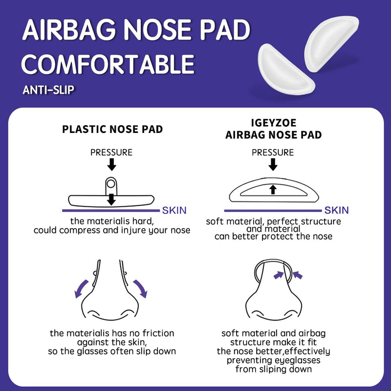 Air Chamber Anti-Slip Nose Pads for Glasses - Soft Silicone Airbag Adhesive Cushions, 30pcs Eyeglasses Nose Pad, Lightweight Eyewear Accessories, Full-Frame Compatible, Comfort Fit Design (White) White - BeesActive Australia