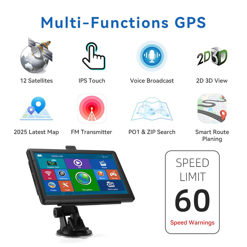 JFX GPS Navigator for Car Truck RV, 7" Touchscreen GPS Navigation System for Car with 2026 Map, Voice Turn-by-Turn Guidance, Speed & Red Light Warning, Custom Truck Routing, Free Lifetime Updates - BeesActive Australia
