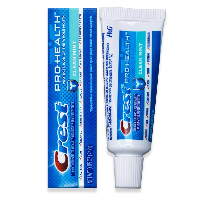 Crest 037000995609 Pro-Health Clean Mint Toothpaste, Smooth Formula 0.85 Oz, Travel Size, (24 Pack) 0.85 Ounce (Pack of 24)