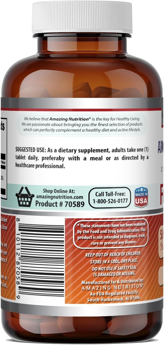 Amazing Formulas Folic Acid 5000 Mcg per Serving | Tablets Supplement | Non-GMO | Gluten-Free | Made in USA (2 Pack | 120 Count) 2 Pack | 120 Count