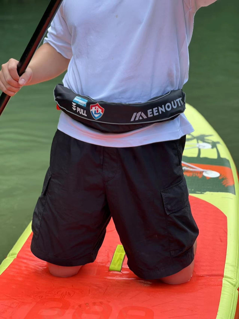 Automatic Inflatable Belt Pack Water Sports Jacket Waist Belt PFD for SUP Paddleboarding Fishing Boating Kayaking（fit 80-330 lbs） (Fluorescent yellow) Fluorescent yellow